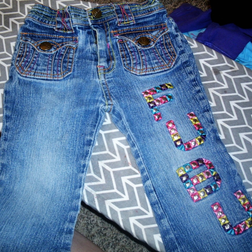 ♥️#233 Multi-Colored Designed Fubu Jeans